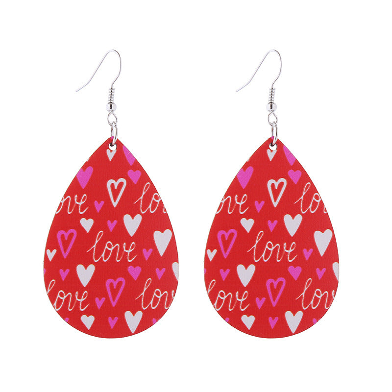 Wholesale Valentine's Day Rainbow Love LOVE Wooden Earrings